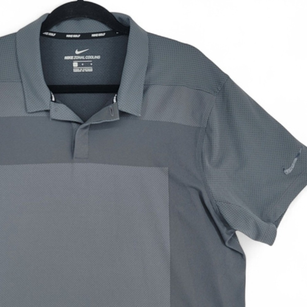 Nike Golf Mens Large‎ Gray Zonal Cooling Dri Fit Polo Shirt Athletic Golfing